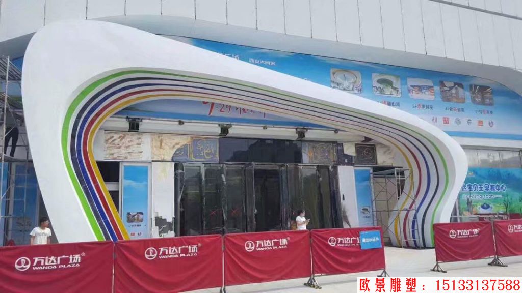 不锈钢大型门头雕塑 门套雕塑加工厂家 彩色工艺